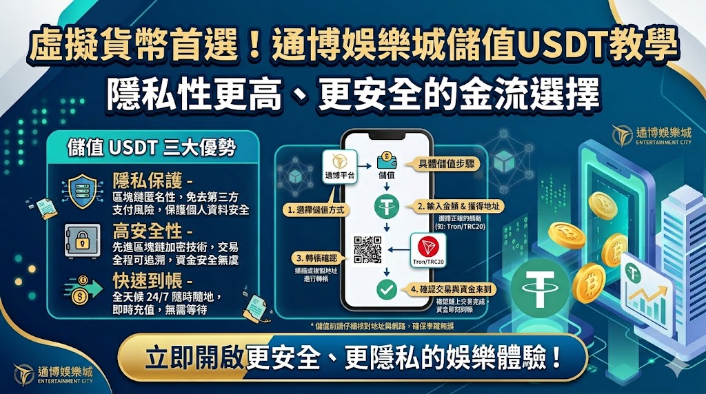 虛擬貨幣首選！通博娛樂城儲值USDT教學，隱私性更高、更安全的金流選擇